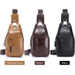 Henniu Bolsa tiracolo masculina de couro à prova d'água bolsa transversal no peito mochila para caminhadas ciclismo montanhismo viagens - Imagem 4