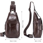 Henniu Bolsa tiracolo masculina de couro à prova d'água bolsa transversal no peito mochila para caminhadas ciclismo montanhismo viagens - Imagem 5