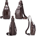 Henniu Bolsa tiracolo masculina de couro à prova d'água bolsa transversal no peito mochila para caminhadas ciclismo montanhismo viagens - Imagem 7