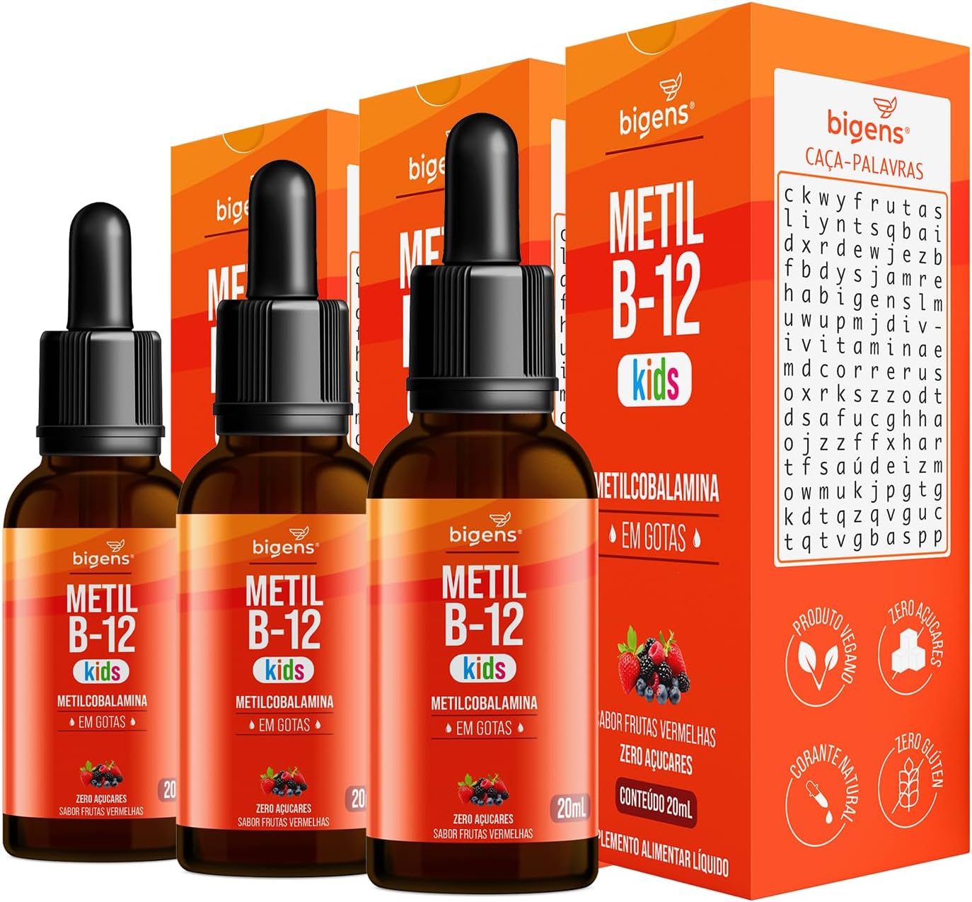 1773596339_Metil-B-12-Kids-Metilcobalamina-em-Gotas-Sabor-Frutas-Vermelhas-Zero.jpg Metil B-12 Kids, Metilcobalamina em Gotas, Sabor Frutas Vermelhas, Zero Açúcares, Unidade 20ml, Bigens (Kit 3)