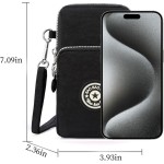 Pequena bolsa transversal para mulheres, mini bolsa de celular carteira com alça ajustável sobre o ombro, Preto, Small - Imagem 3