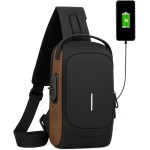 Mochila Transversal Masculina Mochila Feminina Unissex com cadeado à prova d água anti-roubo bolsa com porta de carregamento USB bolsa de ombro Impermeável Premium