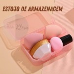 Kit Esponjas e Pincel para Maquiagem Profissional com Estojo – 1 Pincel Hexagonal, 1 Esponja Cogumelo, 2 Esponjas Gota 3D – Aplicação de Base, Corretivo, Contorno, Pó, Blush e Iluminador - Imagem 9