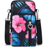 Bolsas transversais pequenas para mulheres, mini bolsas de celular carteiras de pulso bolsa de ombro bolsa de braço, Flor rosa grande, Small, Bolsa transversal pequena