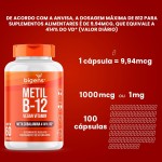 Metil B-12 Vegan Vitamin Metilcobalamina 414% VD, 60 cápsulas, Biogens - Imagem 7