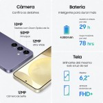 Smartphone Samsung Galaxy S24, Galaxy AI, Selfie de 12MP, Tela de 6.2" 1-120Hz, 256GB, 8GB RAM - Cinza (Recondicionado) - Imagem 4