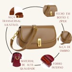 Bolsa Transversal Feminina Baguete Alça Tiracolo Couro Pu QUBCCUM - Imagem 4