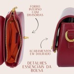 Bolsa Transversal Feminina Baguete Alça Tiracolo Couro Pu QUBCCUM - Imagem 5