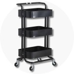 Carrinho Organizador Multiuso 3 Prateleiras Com Rodinhas 360° (Preto) - Imagem 9