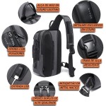 BANGE Mini Mochila Masculina Bolsa Transversal de Ombro Impermeável Pequena Pochete Premium com Detalhes em Couro Compacta com Diversos Bolsos e Compartimentos Shoulder Bag Bange - Imagem 4