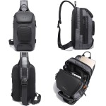 BANGE Mini Mochila Masculina Bolsa Transversal de Ombro Impermeável Pequena Pochete Premium com Detalhes em Couro Compacta com Diversos Bolsos e Compartimentos Shoulder Bag Bange - Imagem 5