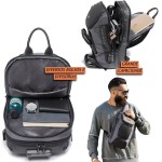 BANGE Mini Mochila Masculina Bolsa Transversal de Ombro Impermeável Pequena Pochete Premium com Detalhes em Couro Compacta com Diversos Bolsos e Compartimentos Shoulder Bag Bange - Imagem 6