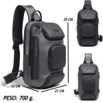 BANGE Mini Mochila Masculina Bolsa Transversal de Ombro Impermeável Pequena Pochete Premium com Detalhes em Couro Compacta com Diversos Bolsos e Compartimentos Shoulder Bag Bange - Imagem 7