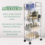 Prateleira Carrinho Organizador Multiuso de Acrílico 4 Andares Com Rodas - Imagem 2