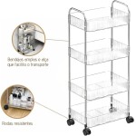 Prateleira Carrinho Organizador Multiuso de Acrílico 4 Andares Com Rodas - Imagem 3