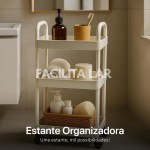 Carrinho Organizador Multiuso com 3 Níveis, Branco, com Rodízios, para Cozinha, Banheiro, Lavanderia e Home Office - Imagem 3