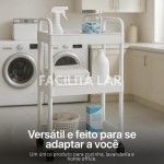 Carrinho Organizador Multiuso com 3 Níveis, Branco, com Rodízios, para Cozinha, Banheiro, Lavanderia e Home Office - Imagem 4