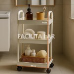 Carrinho Organizador Multiuso com 3 Níveis, Branco, com Rodízios, para Cozinha, Banheiro, Lavanderia e Home Office - Imagem 5