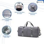 Bolsa transversal Mala de Academia Bolsa esportiva de viagem, ideal Para Banhos De Piscina, Bolsa de ginástica impermeável, praia, natação, ioga, esportes (Cinza) - Imagem 3