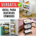 Carrinho Organizador Multiuso Com Rodinhas Manicure Banheiro Lavanderia 3 Prateleiras - Imagem 2