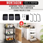 Carrinho Organizador Multiuso Com Rodinhas Manicure Banheiro Lavanderia 3 Prateleiras - Imagem 4