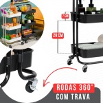 Carrinho Organizador Multiuso Com Rodinhas Manicure Banheiro Lavanderia 3 Prateleiras - Imagem 5