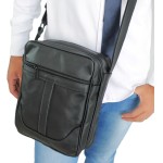 bolsa masculina transversal 100% couro bovino legítimo 015 Shoulder Bag com porta revolver - Imagem 8