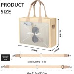 Sacolas femininas de lona, bolsa transversal com bolsos, alça superior, bolsa de ombro para mulheres - Imagem 3