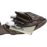 Bolsa de couro transversal masculina 100% legítimo elegante casual 013 preta e marrom dia a dia para trabalho - Imagem 5