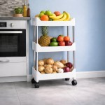 Armário Carrinho Organizador 3 Prateleiras Com Rodinhas Multiuso Fruteira Cozinha Banheiro Lavanderia Quarto - Imagem 4