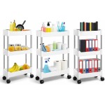 Armário Carrinho Organizador 3 Prateleiras Com Rodinhas Multiuso Fruteira Cozinha Banheiro Lavanderia Quarto - Imagem 7