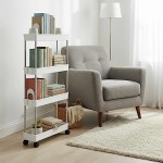 Carrinho Organizador Slim 4 Andares com Rodas, Hastes em Aço Inox, Estante Multiuso Estreita, 80x39x12,5cm, Branco - Imagem 6