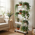 Carrinho Organizador Slim 4 Andares com Rodas, Hastes em Aço Inox, Estante Multiuso Estreita, 80x39x12,5cm, Branco - Imagem 8