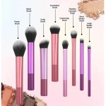 Kit de Pincéis de Maquiagem Portátil Conjunto Completo para Viagens Trabalho e Uso Diário Cerdas Macias para Aplicação Uniforme para Dia das Mães e Aniversários (8 Pincéis) - Imagem 3