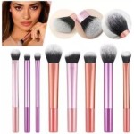 Kit de Pincéis de Maquiagem Portátil Conjunto Completo para Viagens Trabalho e Uso Diário Cerdas Macias para Aplicação Uniforme para Dia das Mães e Aniversários (8 Pincéis) - Imagem 4