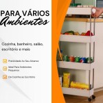 Carrinho Organizador Multiuso Slim com 4 Prateleiras e Rodinhas - Plástico Resistente - Para Cozinha, Banheiro, Salão, Escritório ou Manicure - Imagem 2
