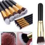 Kit de Pincéis Profissionais para Maquiagem – 10 Peças Premium, Cerdas Sintéticas Macias, Cabo Ergonômico, Ideal para Base, Contorno, Esfumar e Olhos – Design Luxuoso - Imagem 5