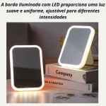 Espelho Maquiagem Com Touch E Borda Luz De Led Mesa Espelho Facial Portátil - Imagem 3