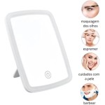 Espelho Maquiagem Com Touch E Borda Luz De Led Mesa Espelho Facial Portátil - Imagem 4