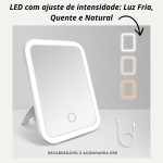 Espelho Maquiagem Com Touch E Borda Luz De Led Mesa Espelho Facial Portátil - Imagem 6