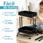 Carrinho Organizador Multiuso com Rodinhas (Preto) - Imagem 3