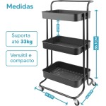 Carrinho Organizador Multiuso com Rodinhas (Preto) - Imagem 4