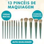 Kit 13 Pincéis de Maquiagem Profissional – Design Elegante com Cerdas Sintéticas Macias – Ideal para Rosto e Olhos - Imagem 3