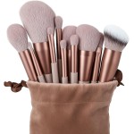 Kit de Pincéis de Maquiagem Profissional 13 Peças Cerdas Sintéticas Macias Cabos ergométrico Estojo Organizador Pincéis para Rosto e Olhos Completo (Verde) - Imagem 3