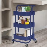 Carrinho Organizador Multiuso 3 Prateleiras Com 4 Rodinhas (Azul) - Imagem 3