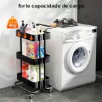 Carrinho Organizador Multiuso 3 Prateleiras com Rodinhas Giratórias – Estrutura de Aço Resistente | Cozinha, Escritório, Fruteira, Manicure - Imagem 4