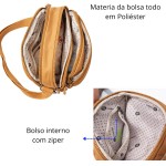 Bolsa Transversal Feminina Poliéster 4 Compartimentos com Zíper Alça Ajustável Leve e Funcional - Imagem 5