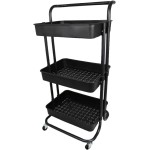 Carrinho Organizador Multiuso 3 Prateleiras Conthey Com Rodinhas, Estante, Preto, Facilidade, Mobilidade, Versatilidade para espaços como, Cozinhas, Escritórios ou Banheiros. - Imagem 3