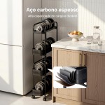Carrinho Organizador Multiuso 4 Prateleiras com Rodinhas, Porta Temperos para Cozinha Banheiro Fruteira Salão Manicure Cabeleireiro (Preto，Aco) - Imagem 4
