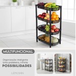 Fruteira De Chão Para Cozinha Com 4 Prateleiras, Carrinho Organizador Para Armazenamento De Frutas E Legumes, Cesto De Chão Funcional - LEMANN - Imagem 3